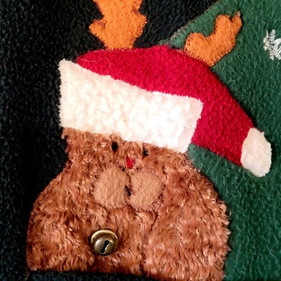 VTG Take Two Clothing Co. Christmas Fleece Jacket W/ Santa & Reindeer Applique - Picture 6 of 16